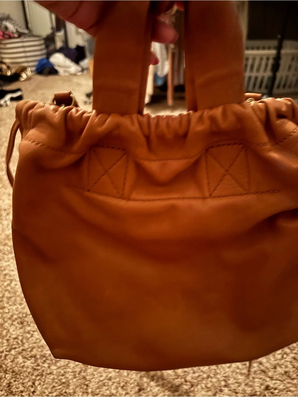 Madewell Tan Leather Drawstring Shoulder Bag